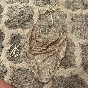 Gold Sparkle crop top open back
